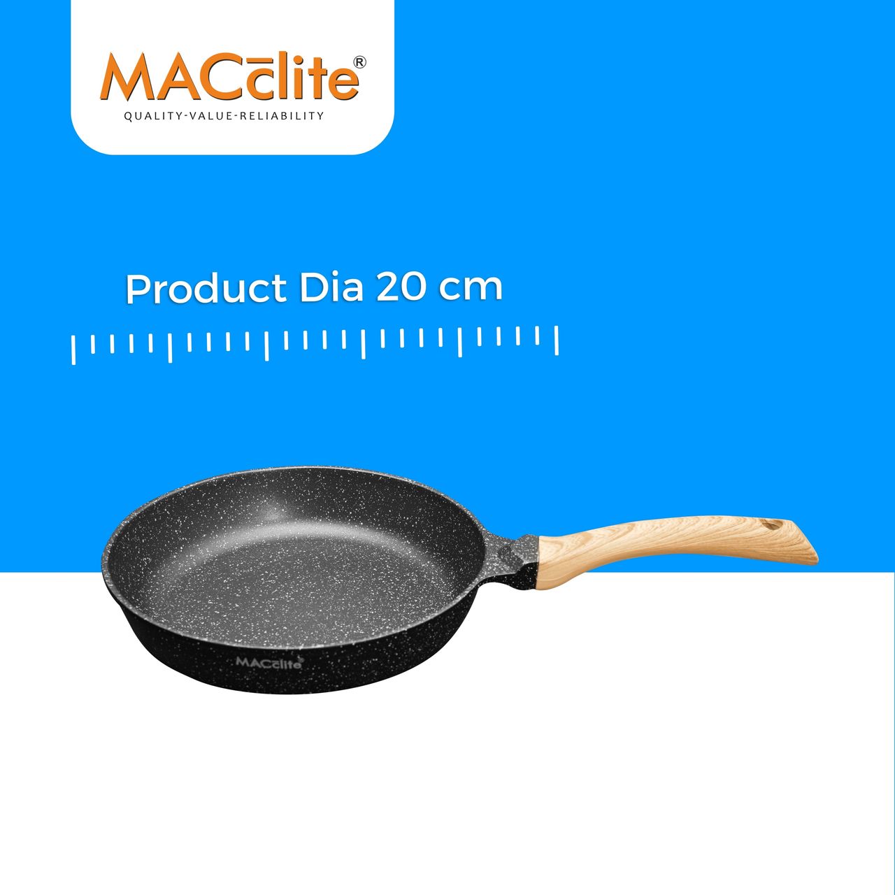 Macclite Non-Stick PDC Granite+ Induction Base Hard Rock Deep Frying Pan 20 cm