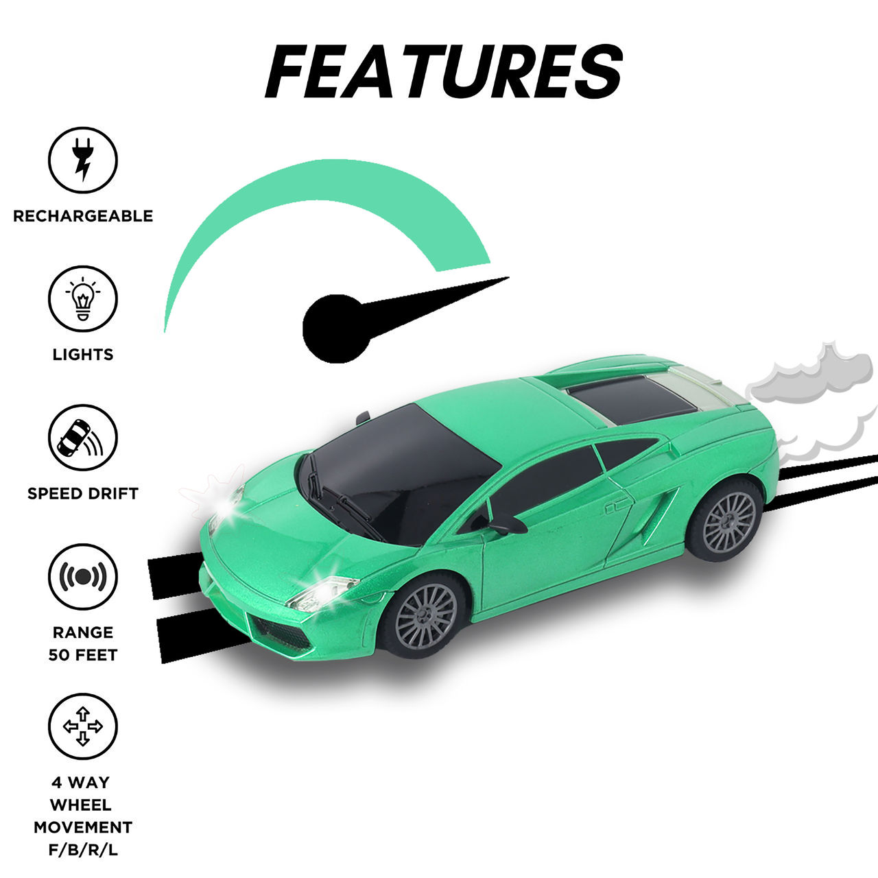 Frendo 1:24 Hi Speed Mini Remote Control Car -Lam Green