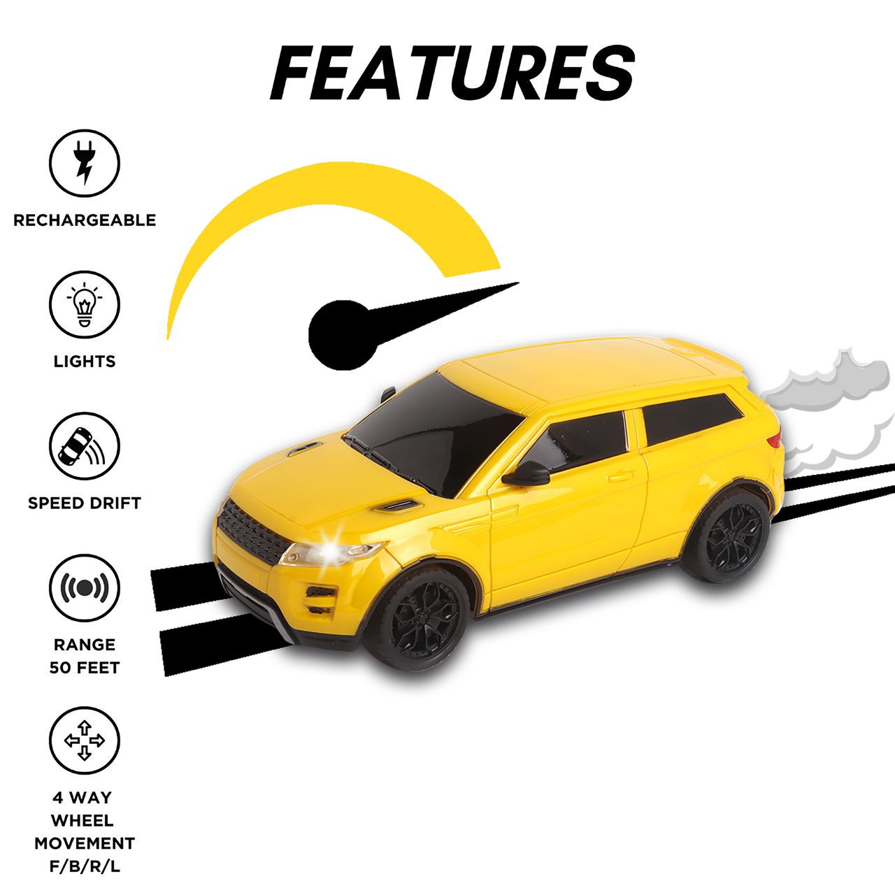 Race N Roll 1:24 Rechargeable Hi Speed Mini Remote Control Car - Rov Yellow