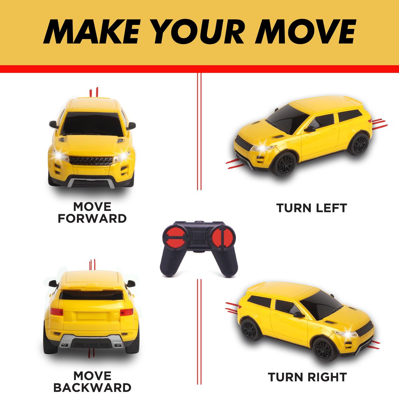 Race N Roll 1:24 Rechargeable Hi Speed Mini Remote Control Car - Rov Yellow