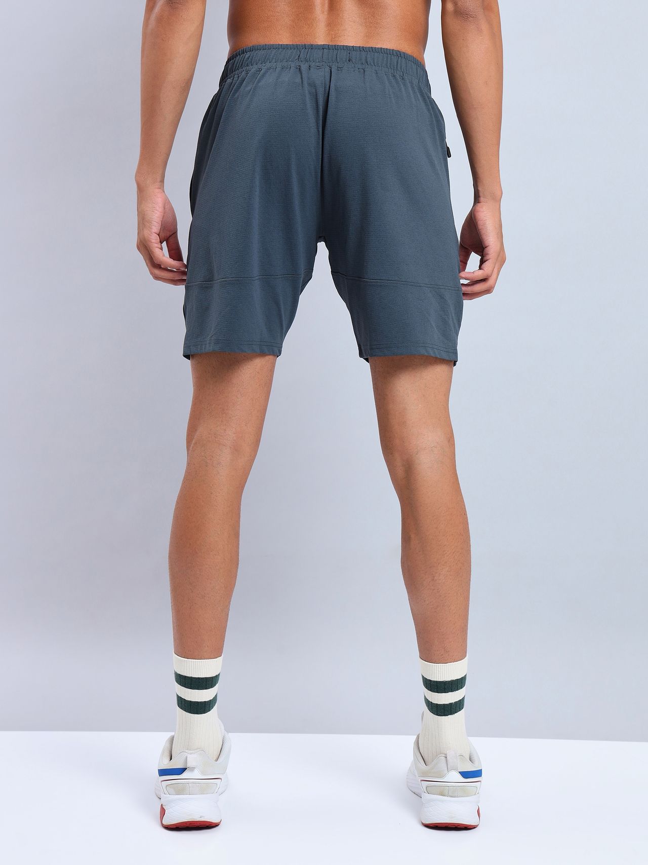 Technosport Men Poly Solid Relax Fit Sports Shorts with ELASTO LITE | Dark Carbon | XXL