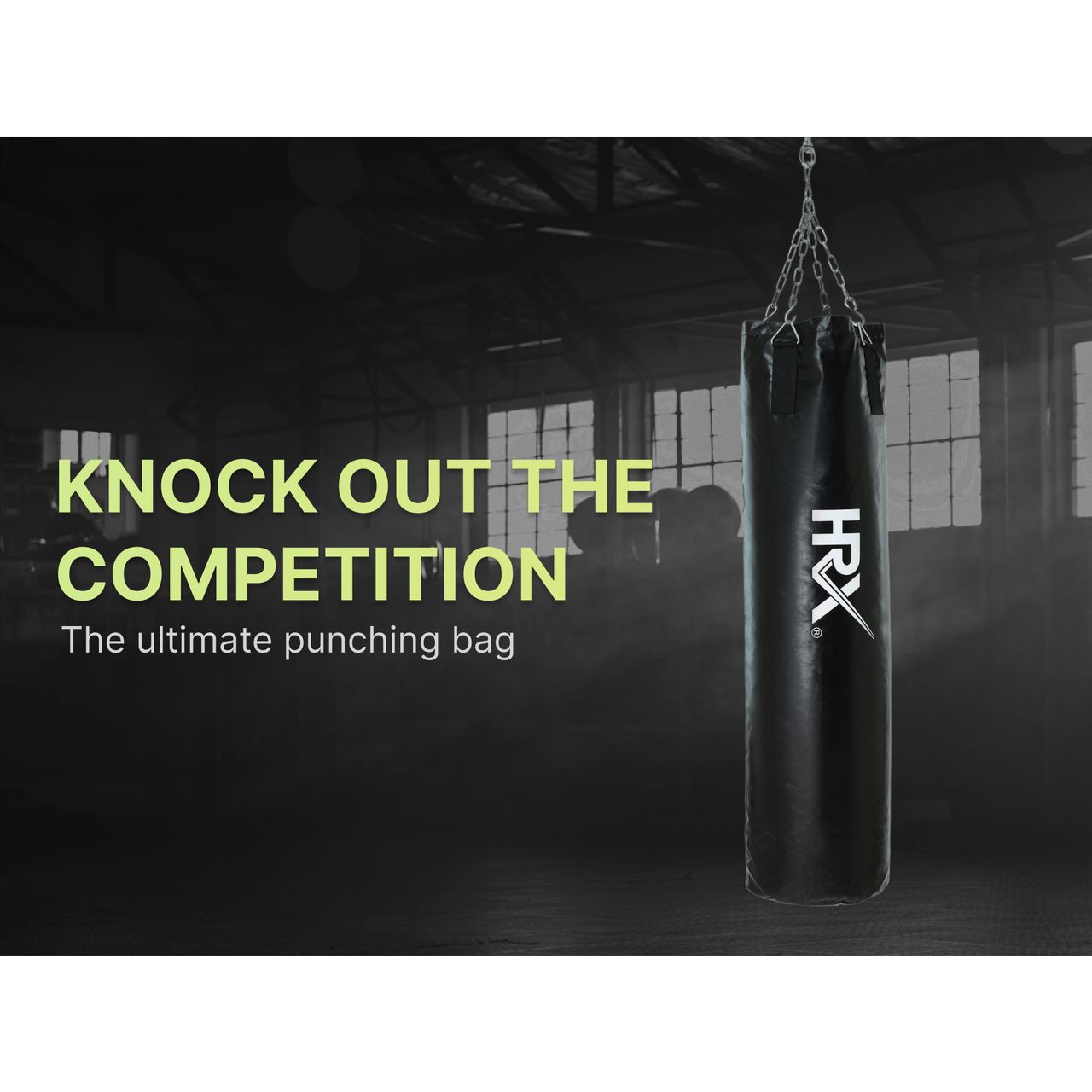 HRX Punching Bag With Chain | Unfilled | 4ft | Black