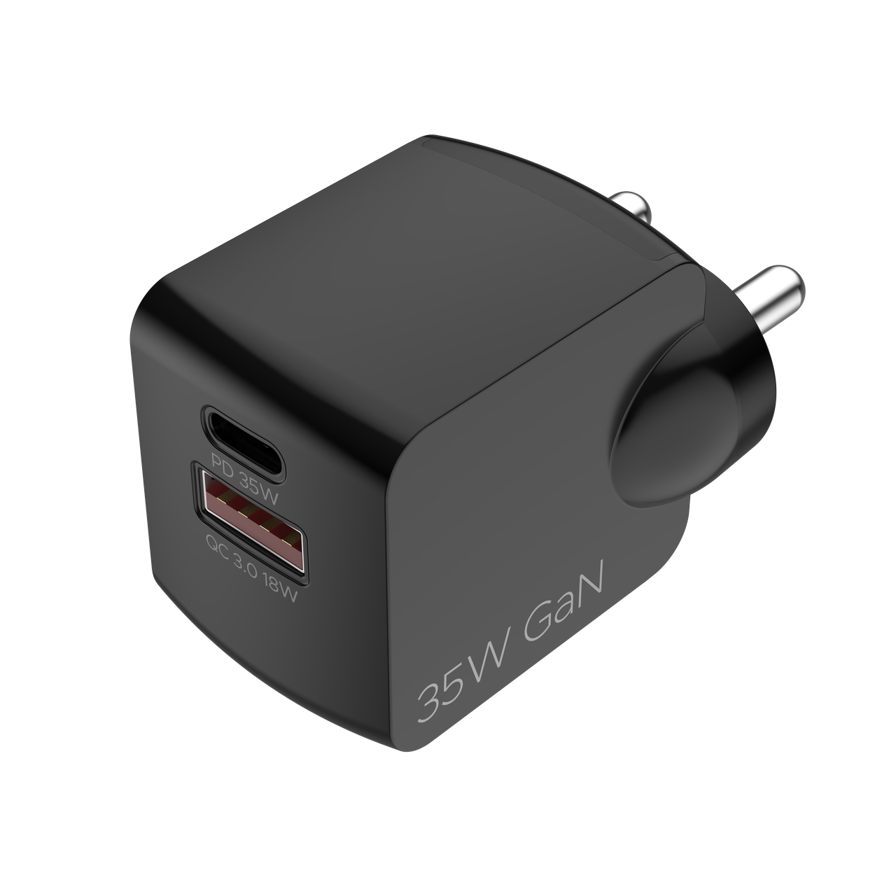 boAt 35W GaN Wall Charger w/GaN Chip Tech, Fast Charging w/PD,PPS & QC 3.0 (Sleek Black)