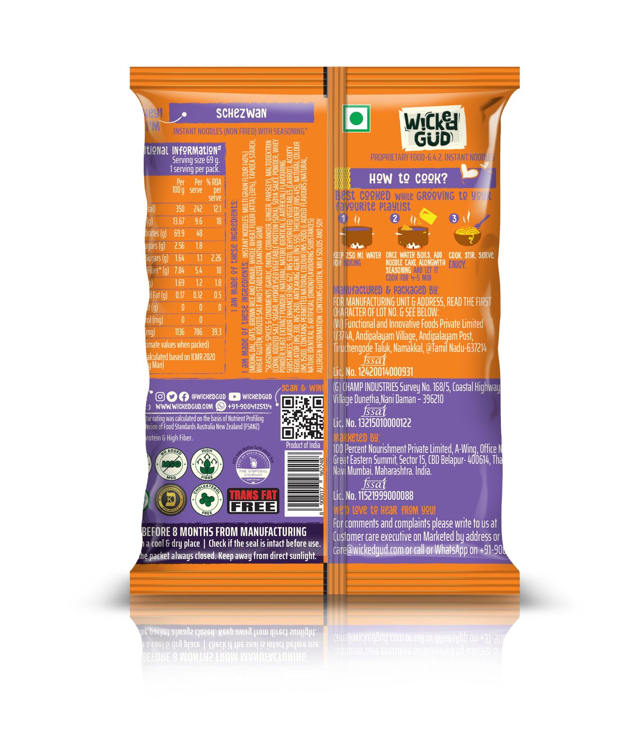 Wickedgud Instant Noodles - Schezwan 69 g Combo