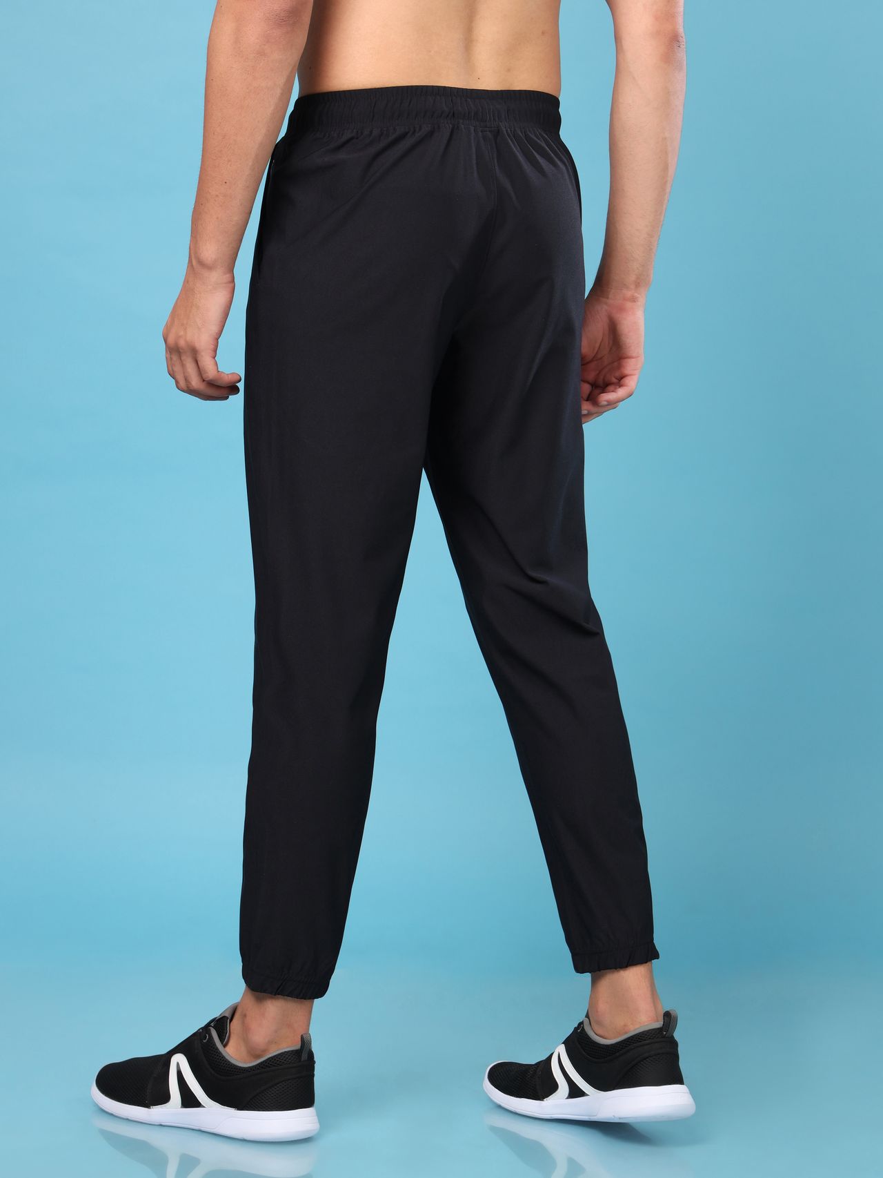 Technosport Men Poly Solid Relaxed Fit Sports Joggers with ELASTO PLUS | Black | L