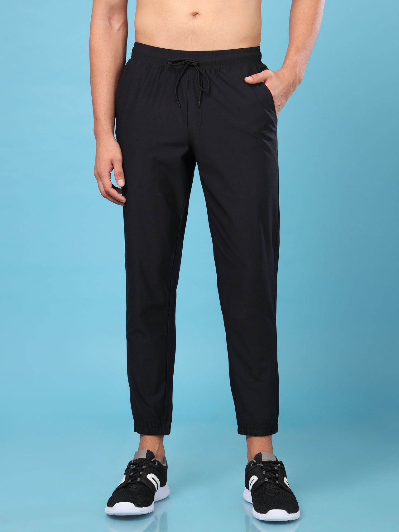 Technosport Men Poly Solid Relaxed Fit Sports Joggers with ELASTO PLUS | Black | L