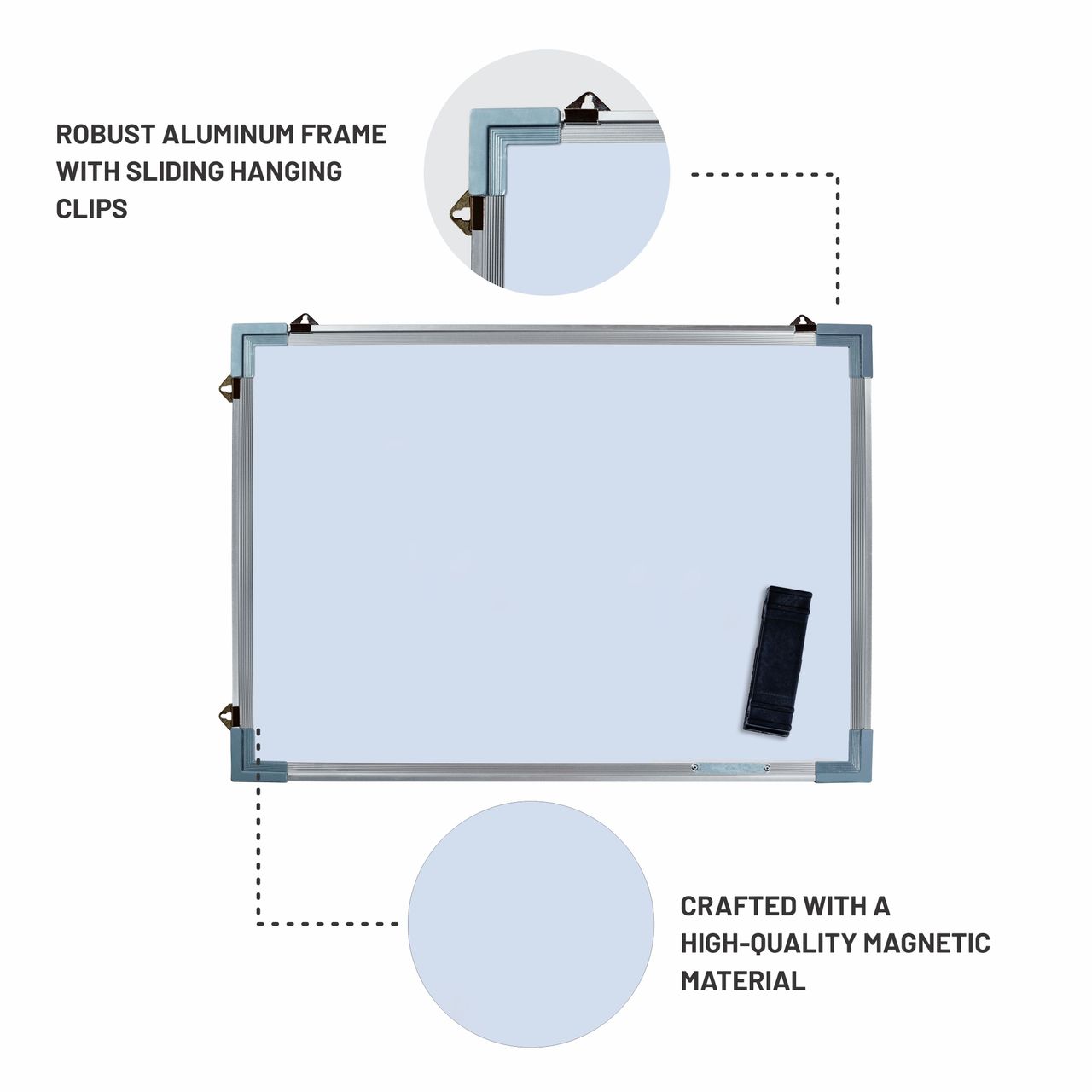 Abk Non Magnetic Double Sided White Board And Chalk Board 2Ft x 1.5Ft With 1 Eraser, 2 Markers