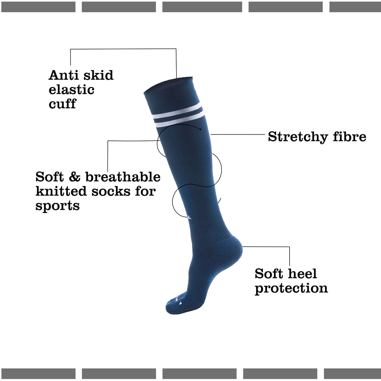 Total Trainer Football Stockings - Comfortable Support for Enhanced Performance (Navy, S)