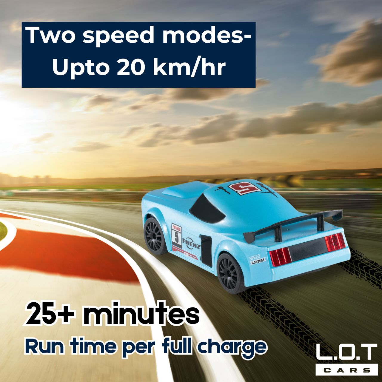 RC Drift Car with 4 extra wheels, 20kmph & Boost Mode (Flare - Underground Blue)
