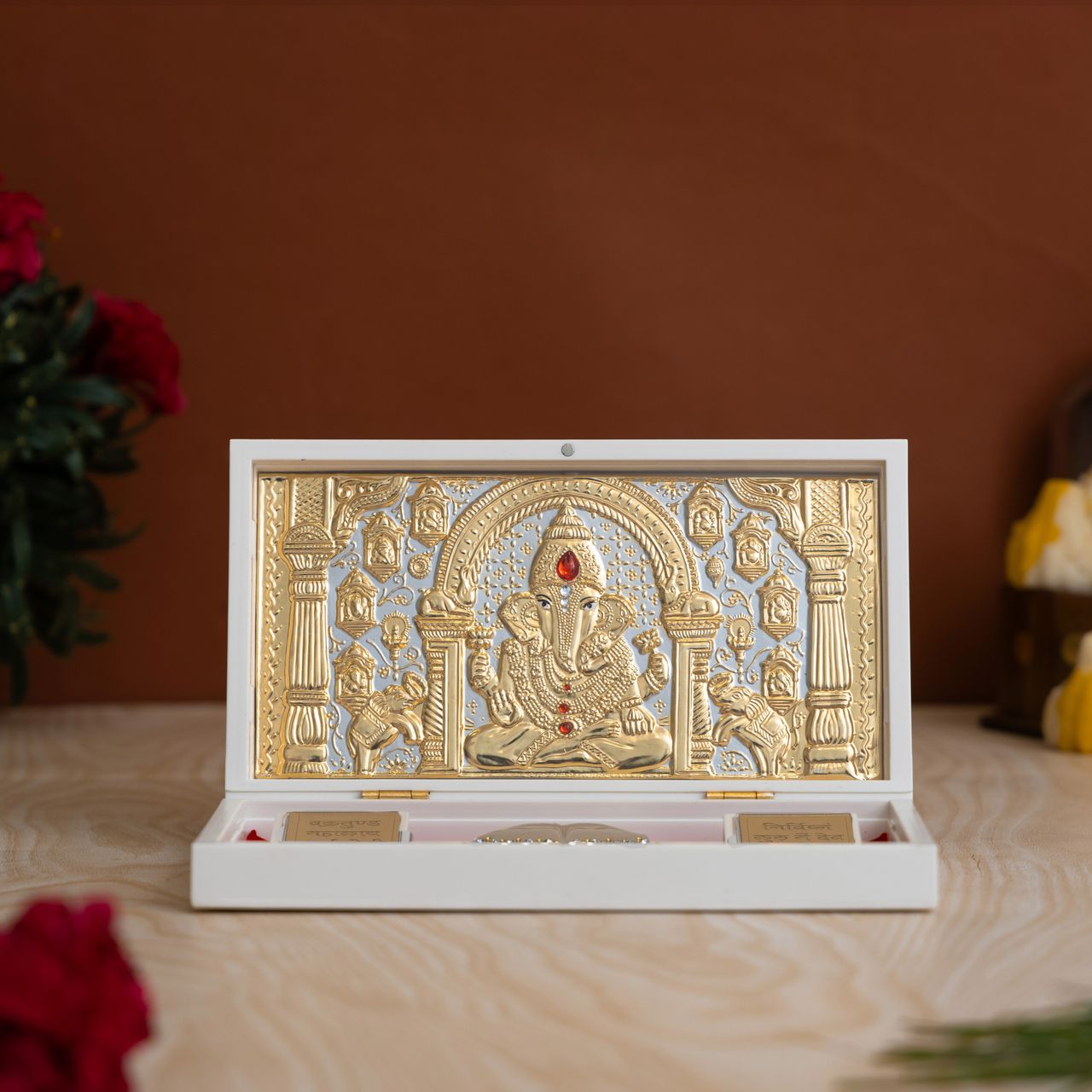Svastika Ganesha Pocket Temple - Gold Plated | Small