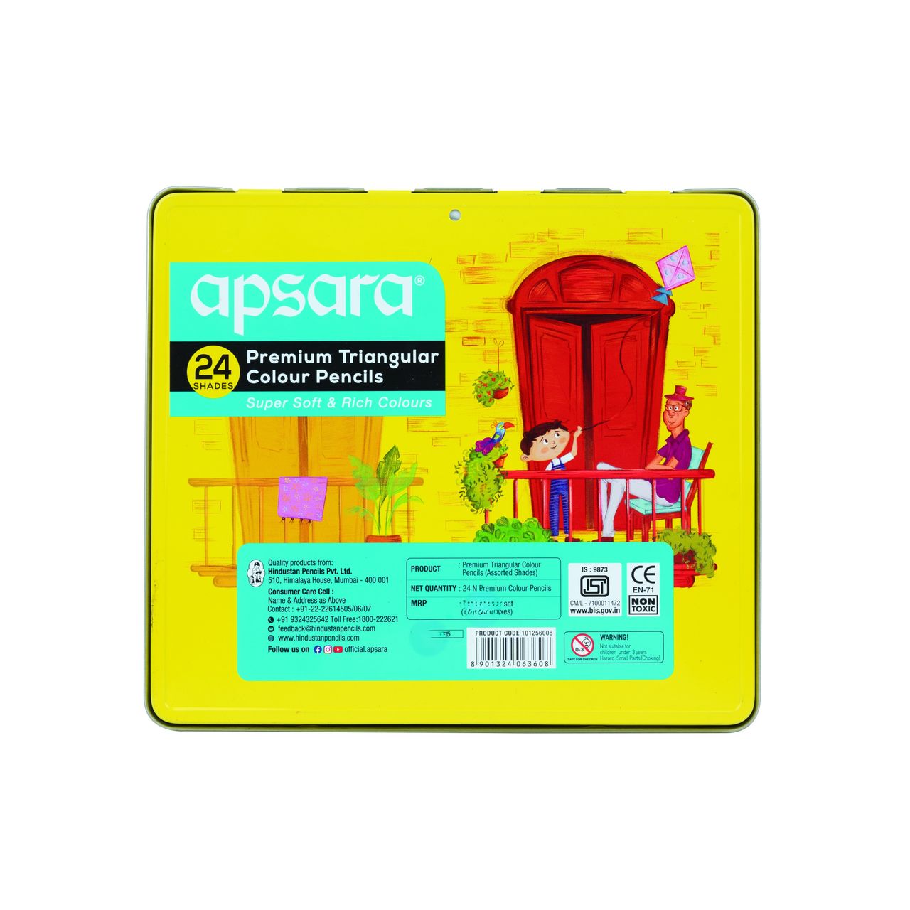 Apsara 24 Full Size Premium Triangular Colour Pencil | Brilliant colours | Hex Shape | Easy Grip