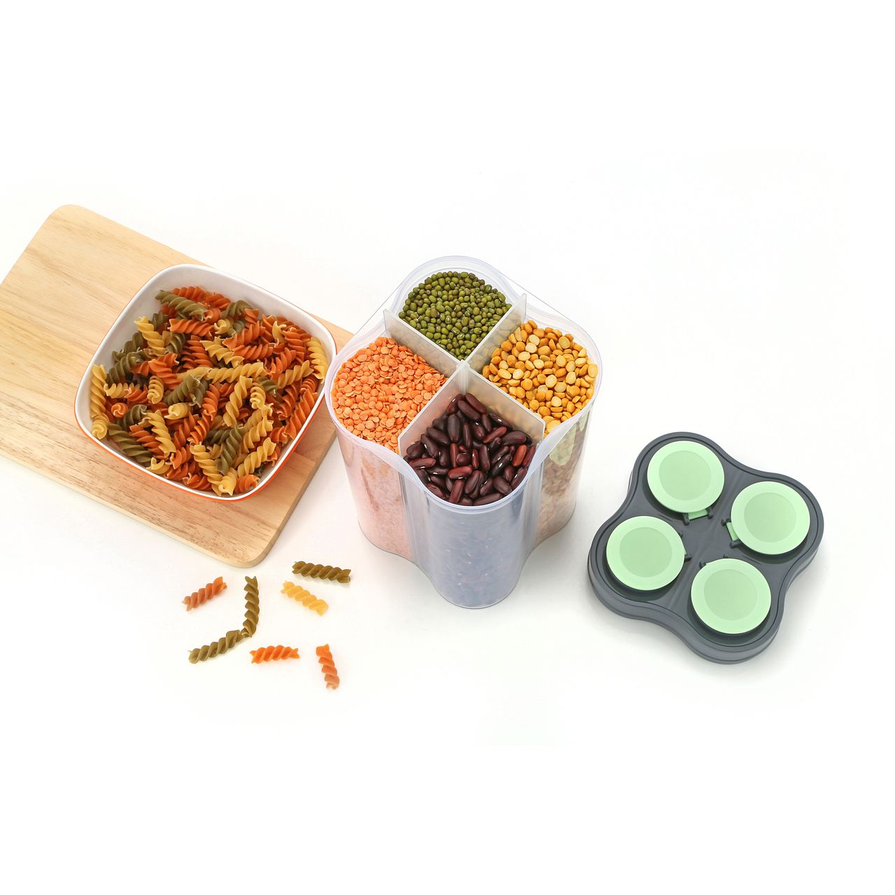 2Mech 4 Section Plastic Kitchen Storage Container