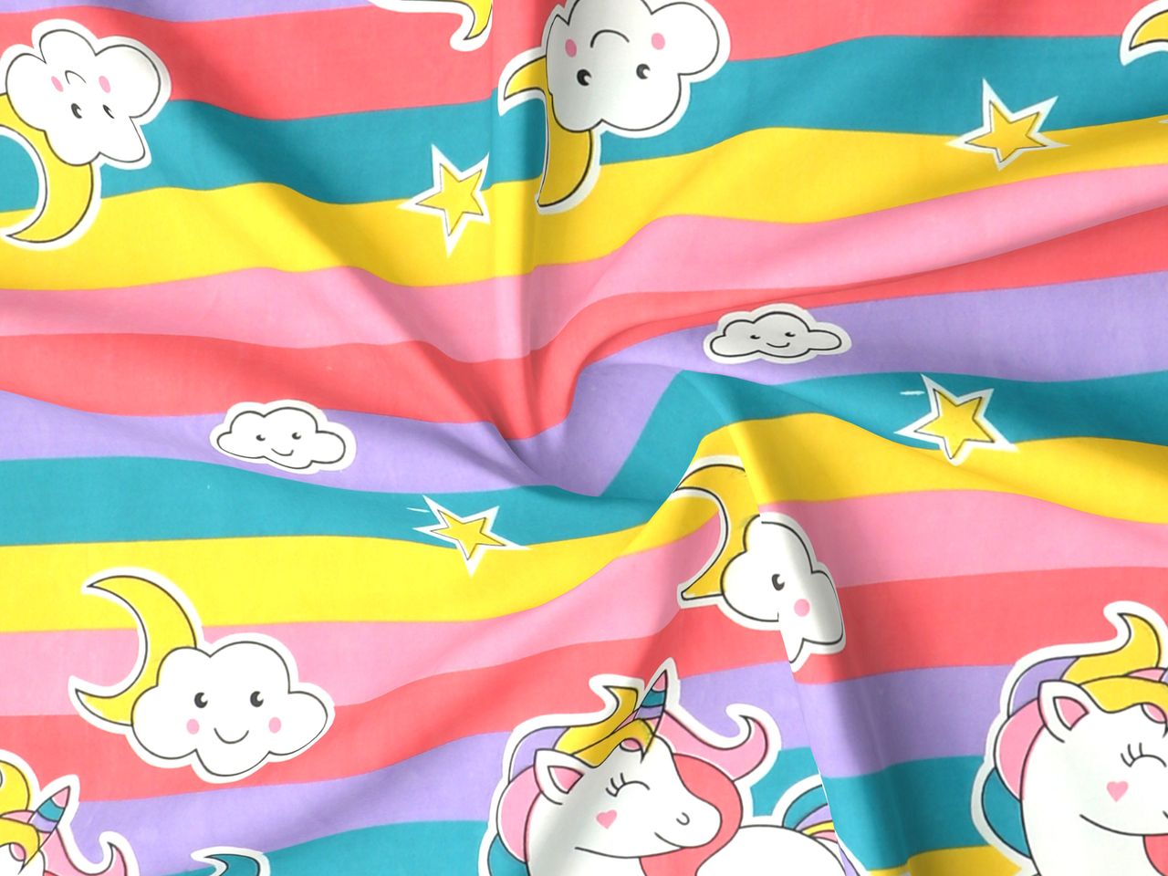 Homeharmony Unicorn Multi Color Designer Double Bed Bedsheet with 2 Pillow Covers (220x250 cm)