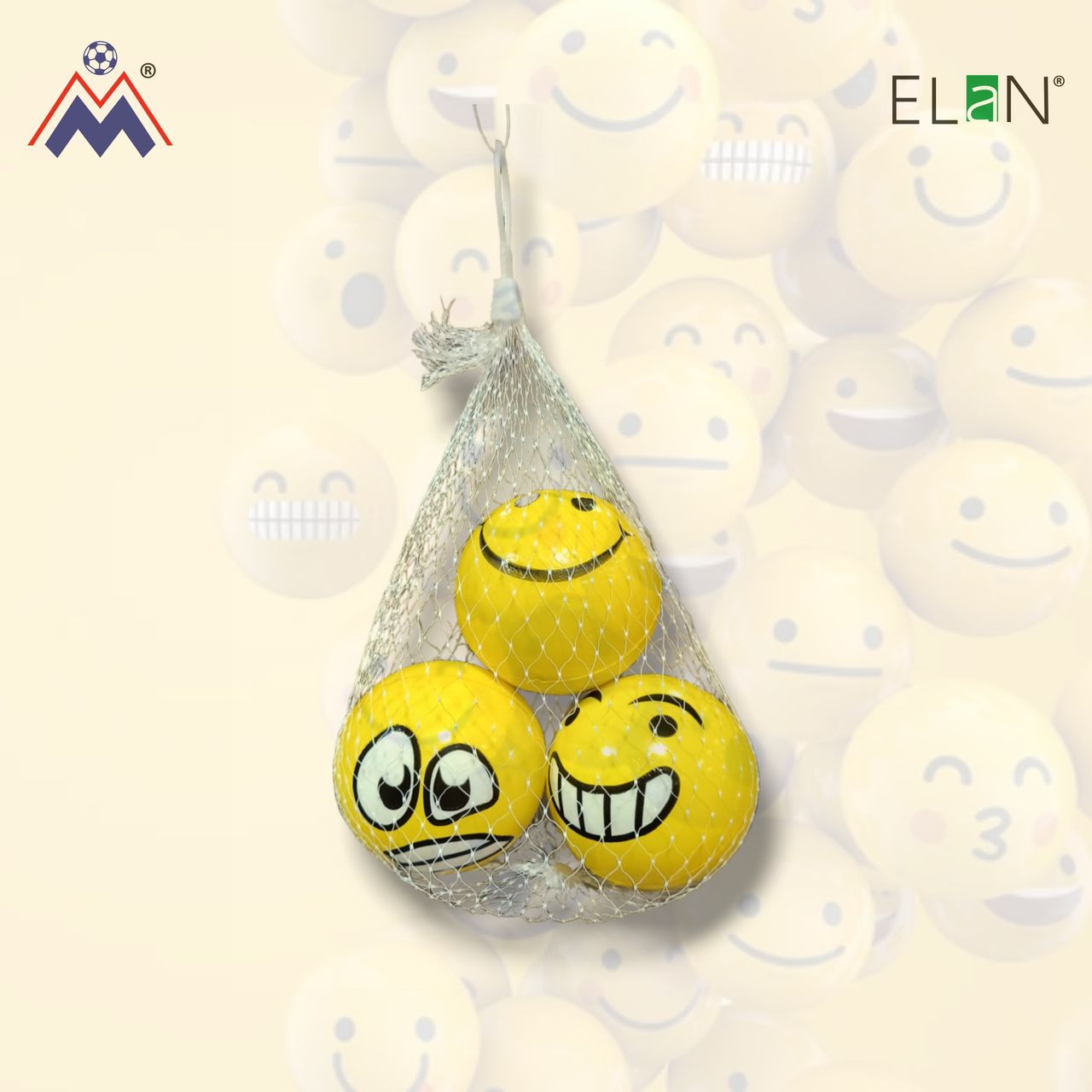 Elan Elan Pu Ball Pack of 3 | Smiley
