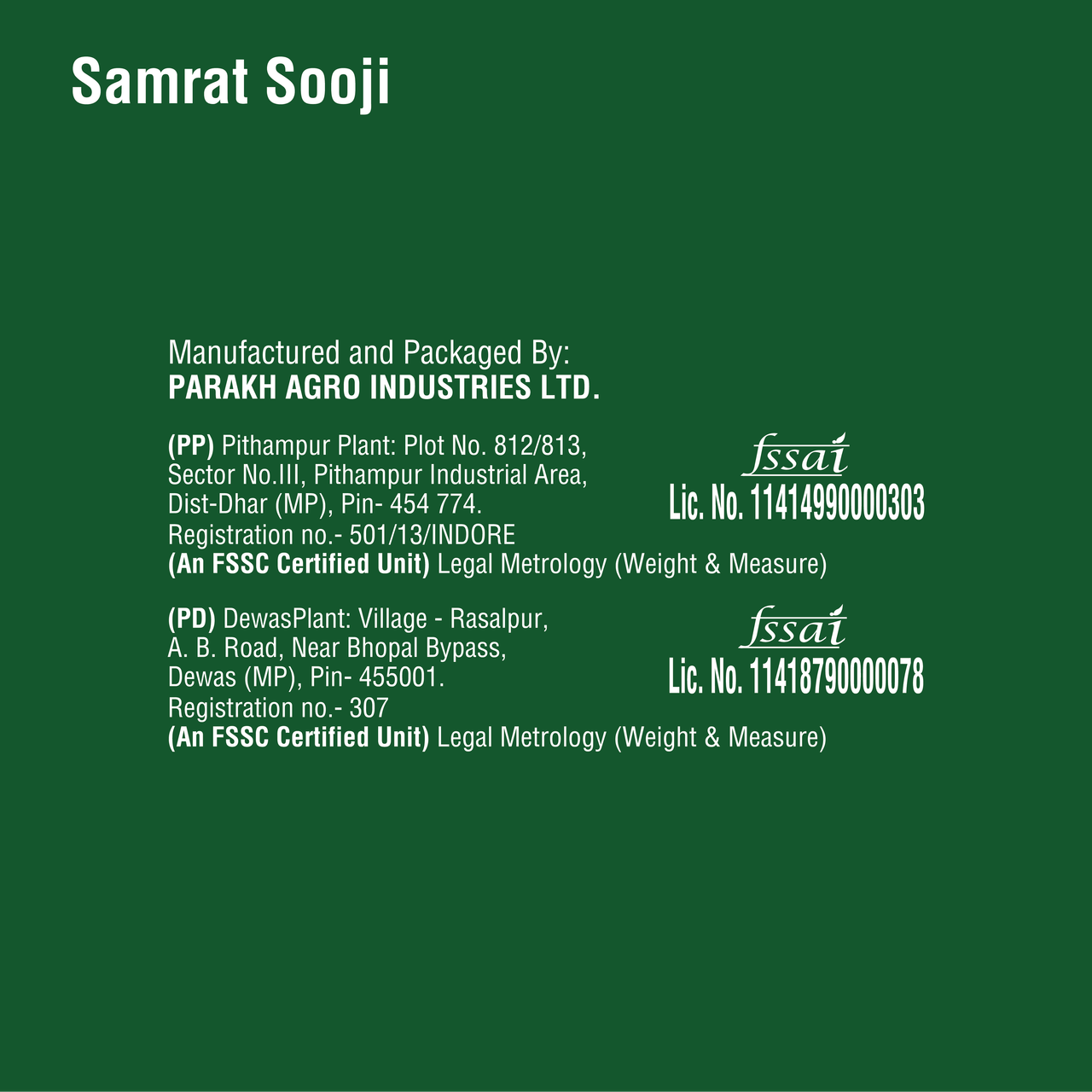 Samrat Mp Sooji Pp