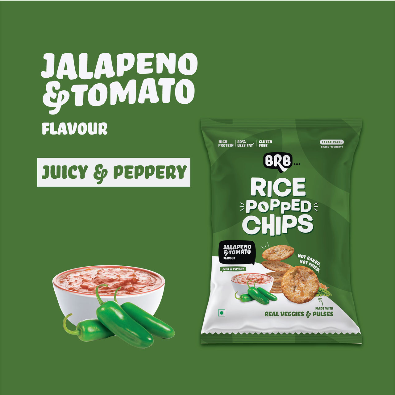 BRB Rice Popped Chips Jalapeno & Tomato Flavour