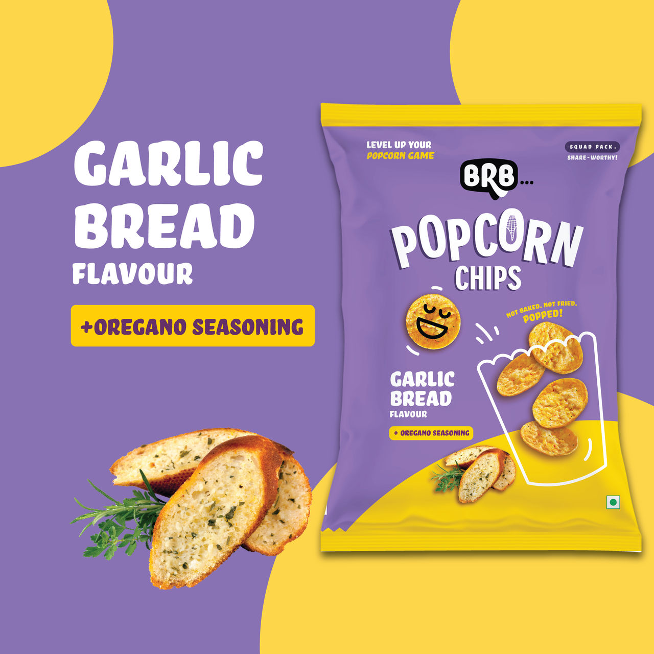 Brb Popcorn Chips Garlic Bread Flavour