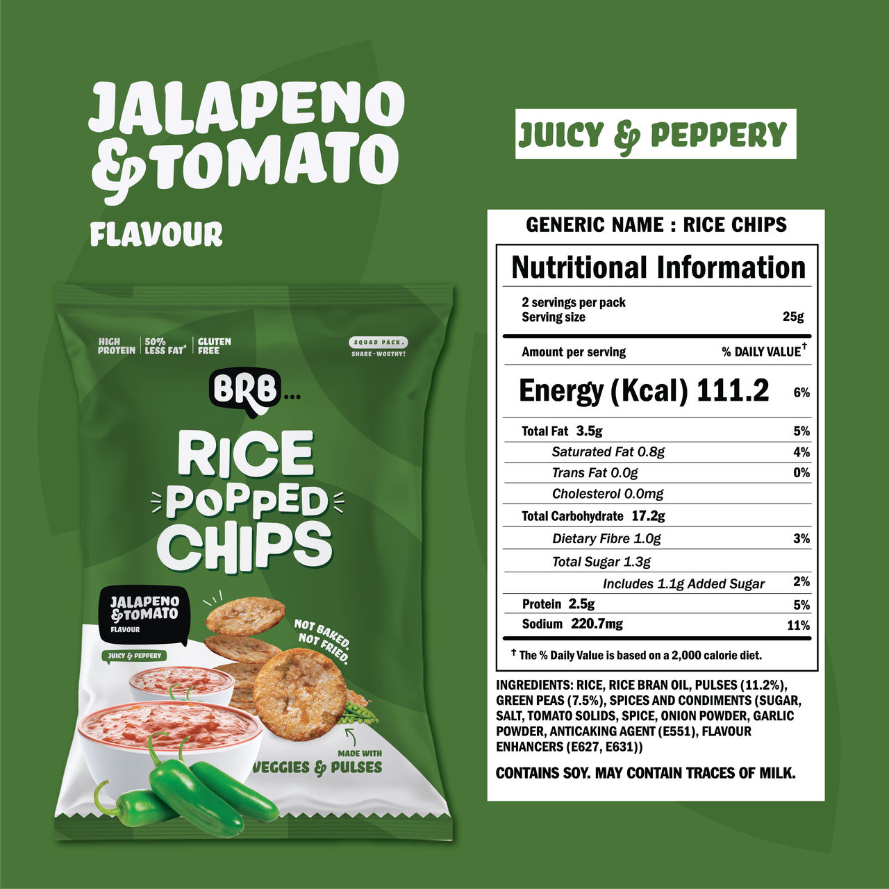 BRB Rice Popped Chips Jalapeno & Tomato Flavour