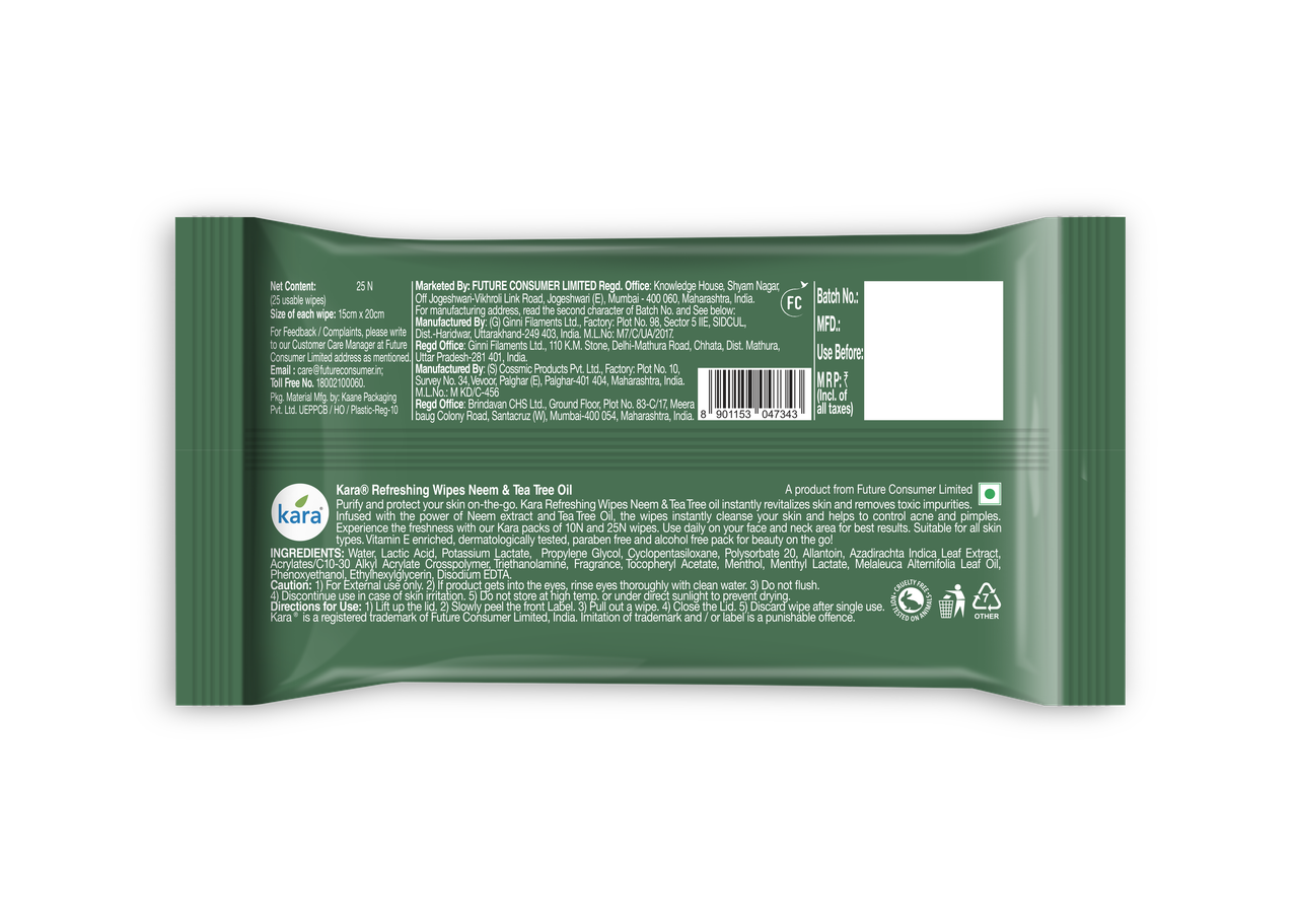 Kara Neem & Tea Tree Wipes