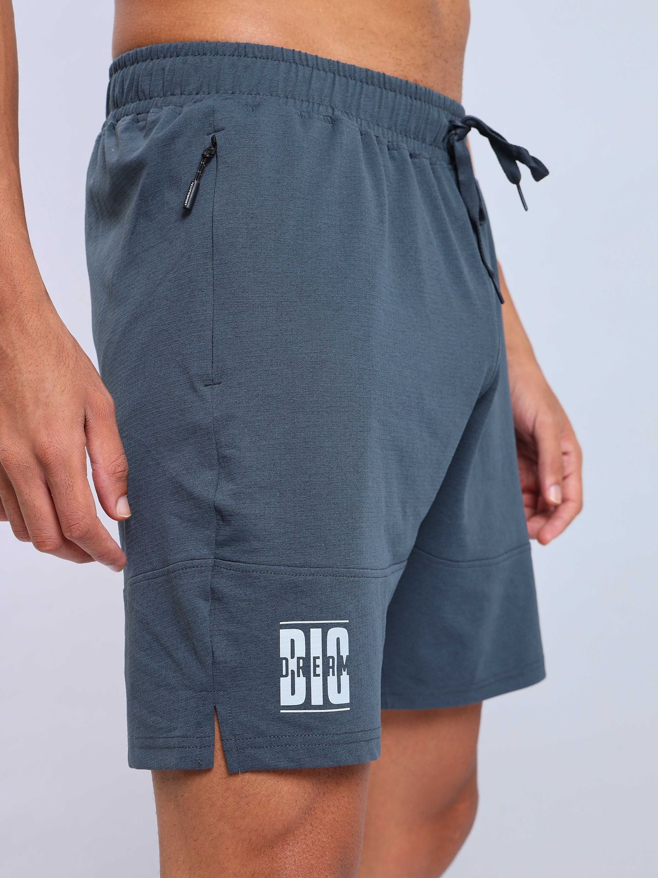 Technosport Men Poly Solid Relax Fit Sports Shorts with ELASTO LITE | Dark Carbon | XXL