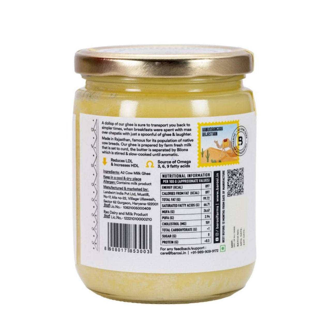 Barosi A2 Desi Cow Ghee 500 ml Combo