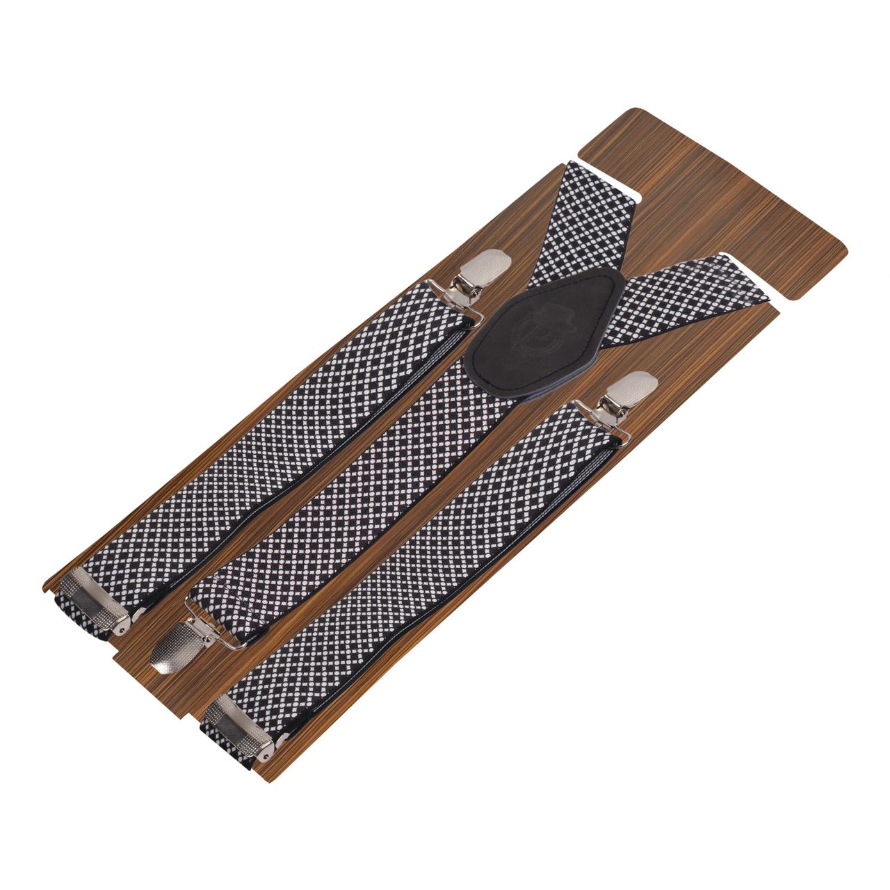 Peluche Men's Patterned Elastic Suspenders | Black - Free Size