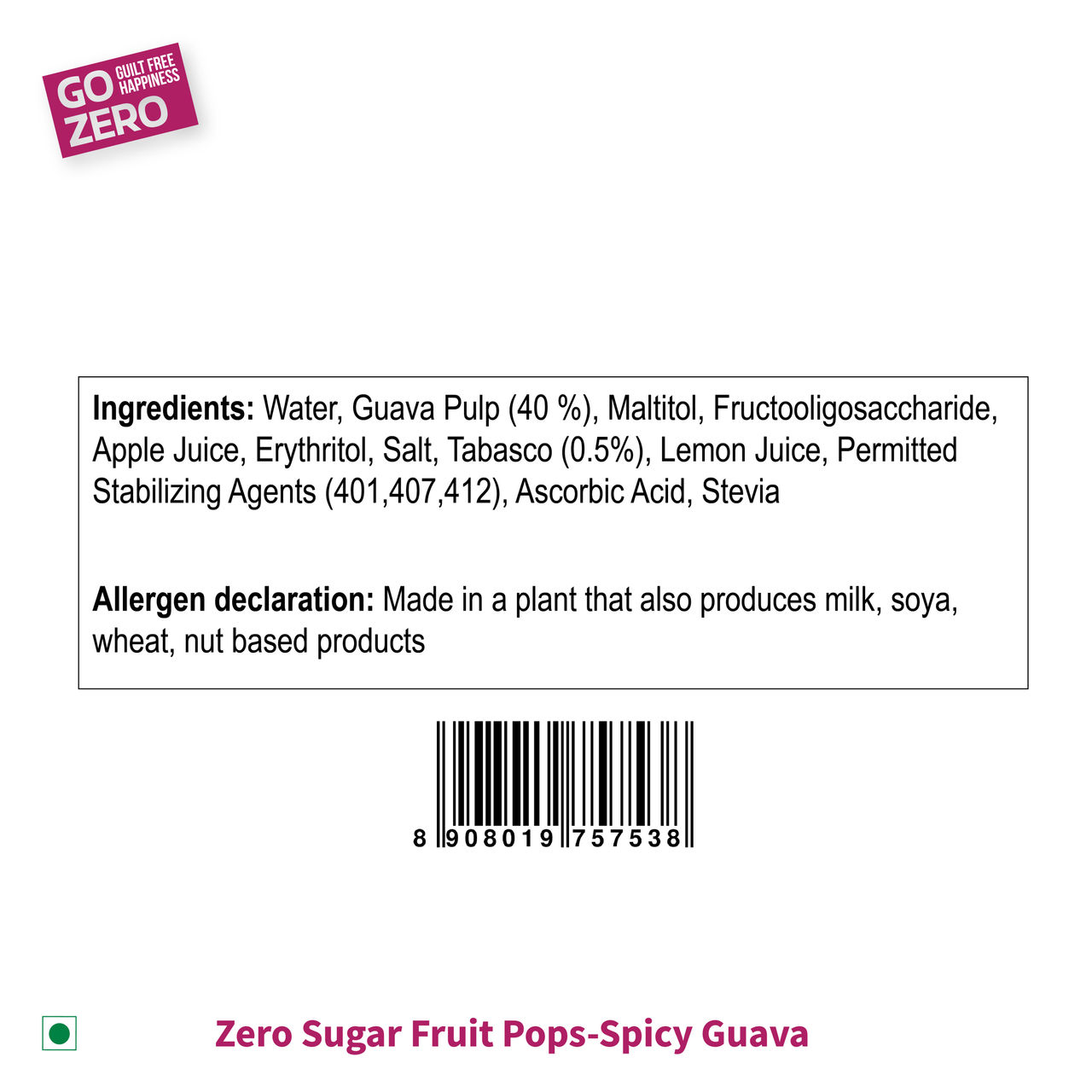 Go Zero Spicy Guava Low Calorie Guilt Free Ice Cream Popsicle 70 ml Combo