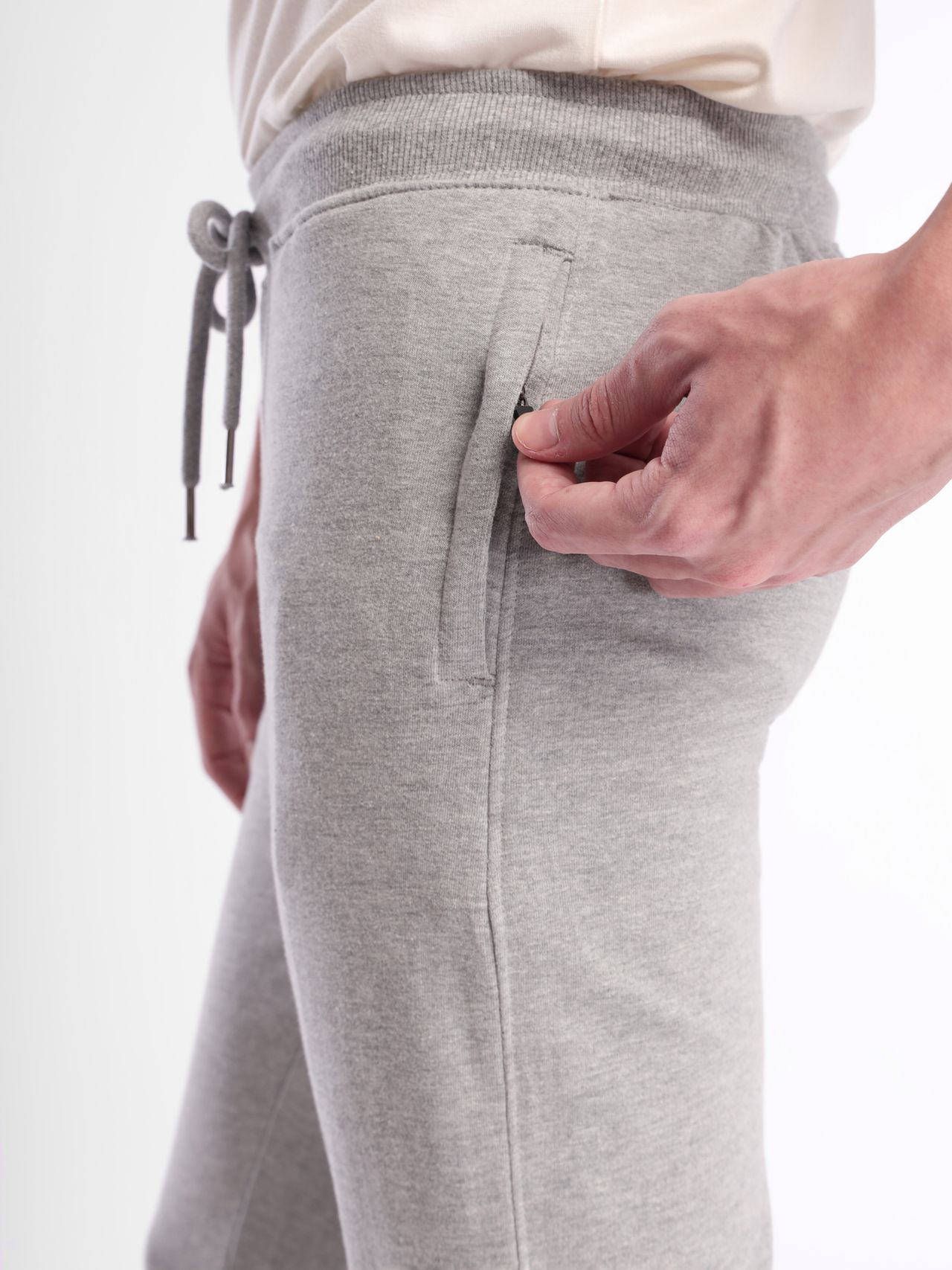 Nobero Men's Zip Pocket Joggers | Grey Melange - M