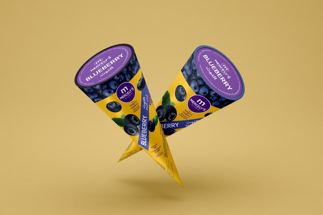 Mercelys Ice Cream Fruit Filled Cone Blueberry