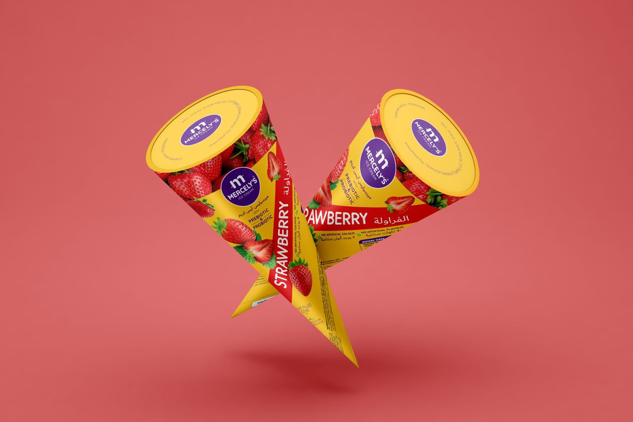 Mercelys Ice Cream Fruit Filled Cone Strawberry