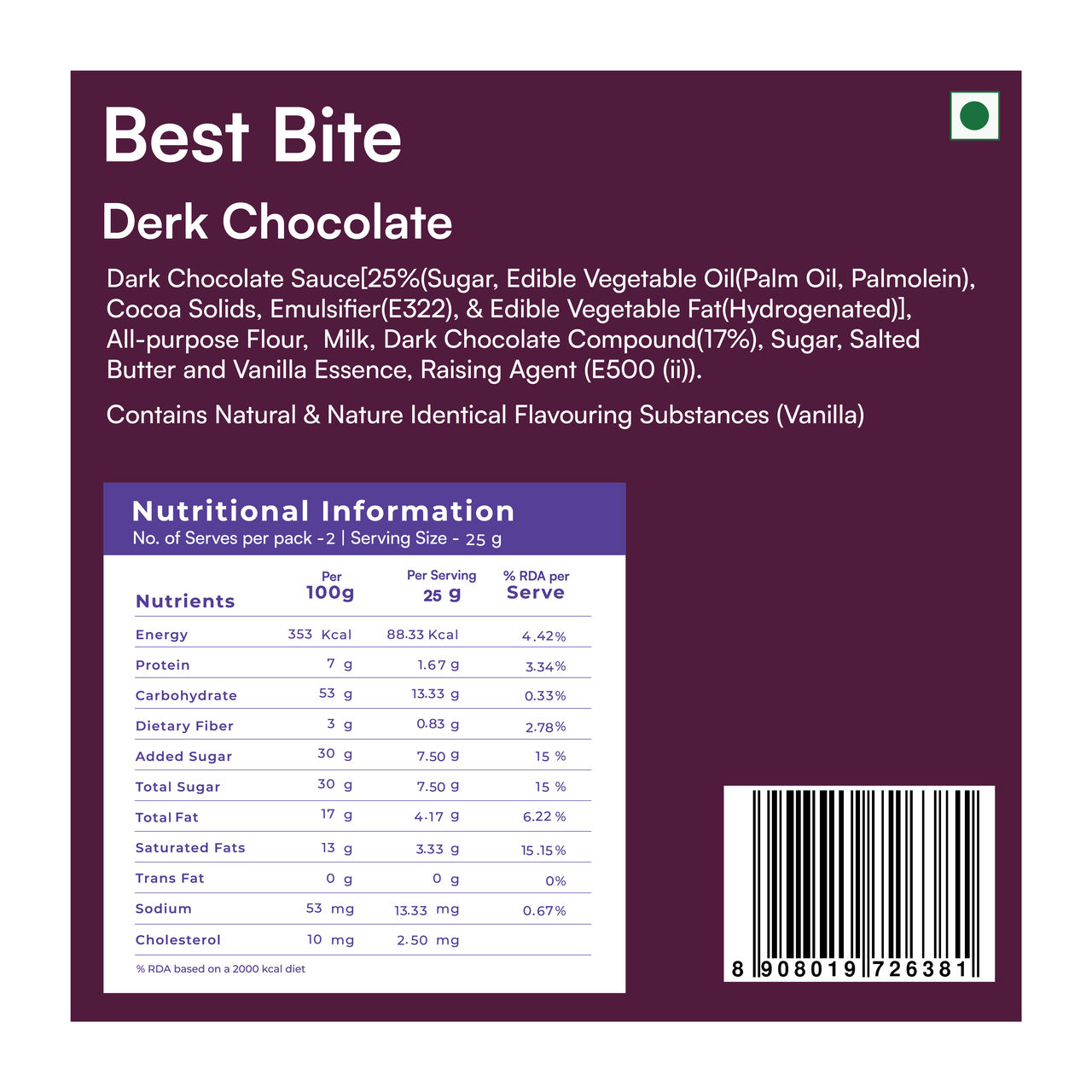 Nova Nova Best Bite - Belgian Chocolate(50gms) & Nova Nova Best Bite- Dark Chocolate(50gms) Combo