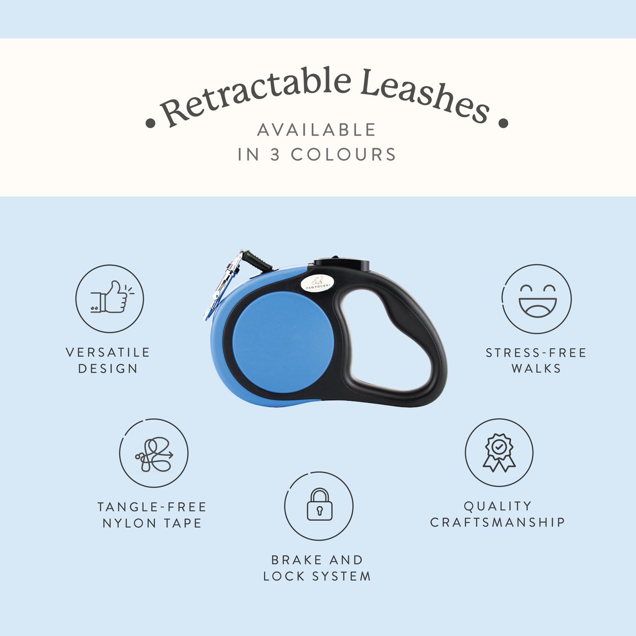 Pawpourri Retractable Dog Leash | Blue