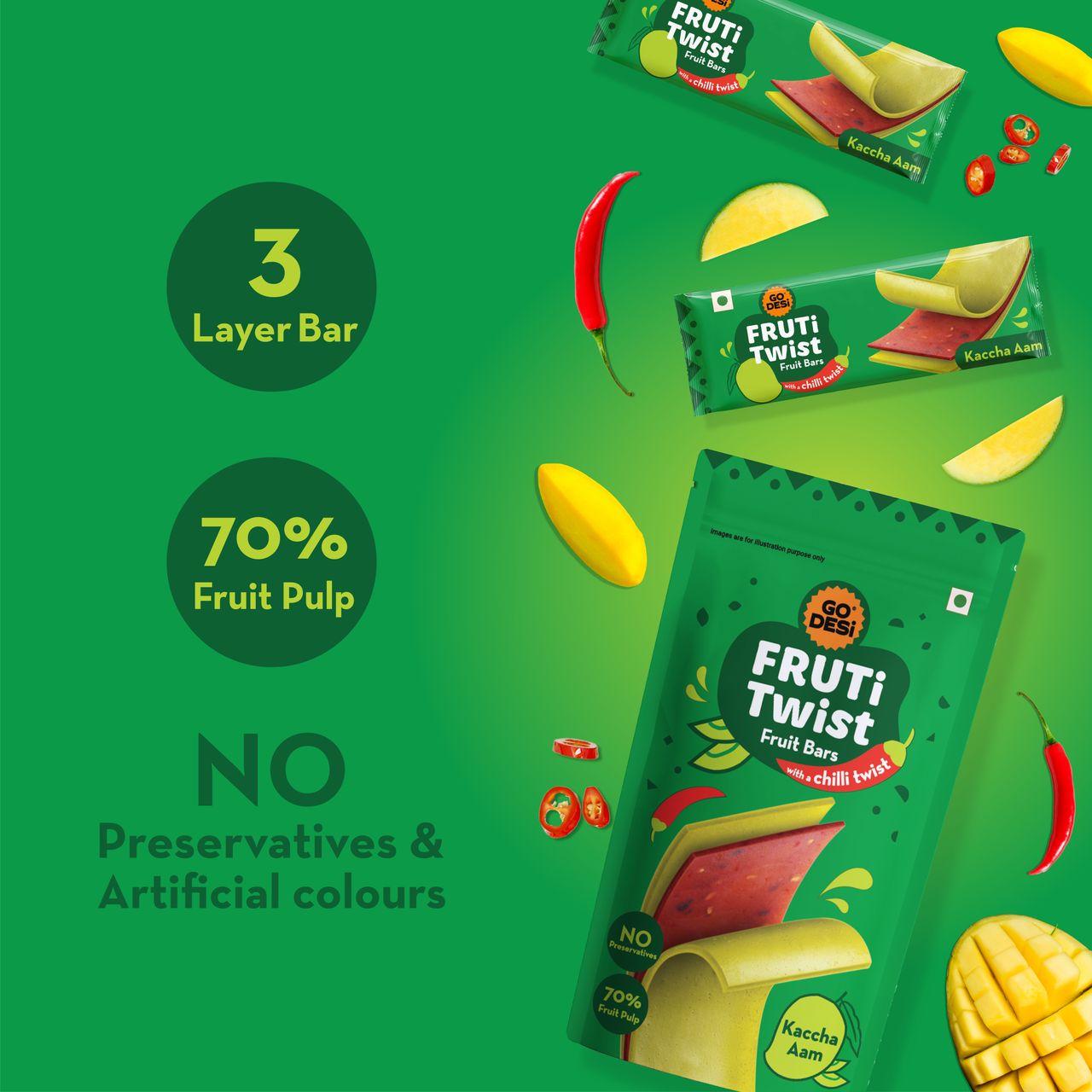 GO Desi Kaccha Aam Fruti Twist Fruit Bar