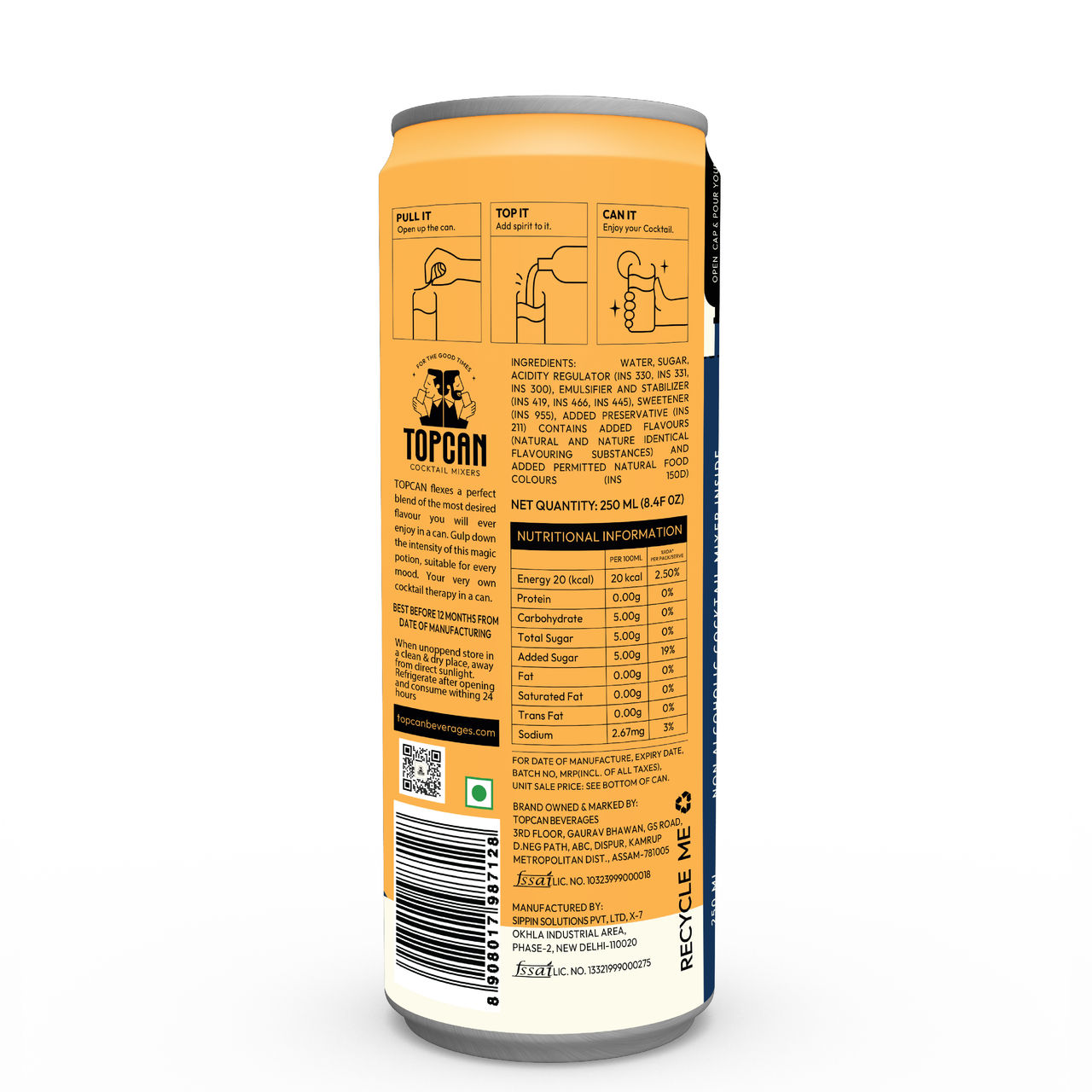 TOPCAN Goldrush Eggless Whiskey Sour Mixer - Your Can is Your Glass