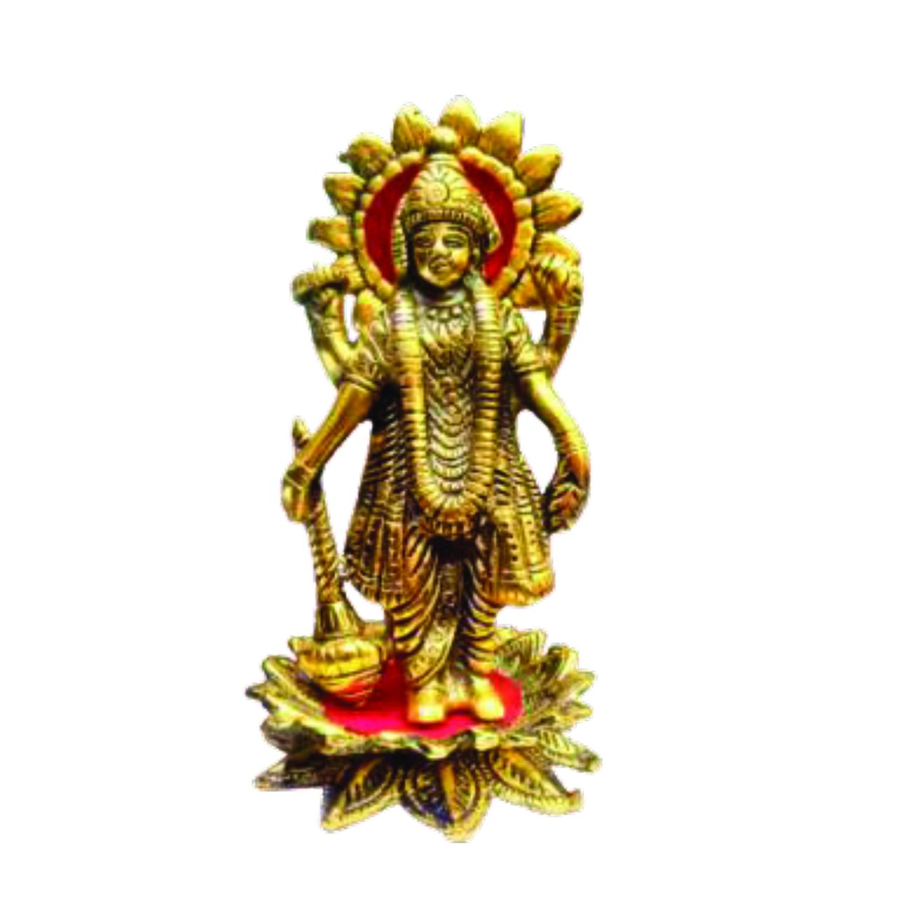 Devnidhii Vishnu Ji Idol on Lotus in Gold Polish