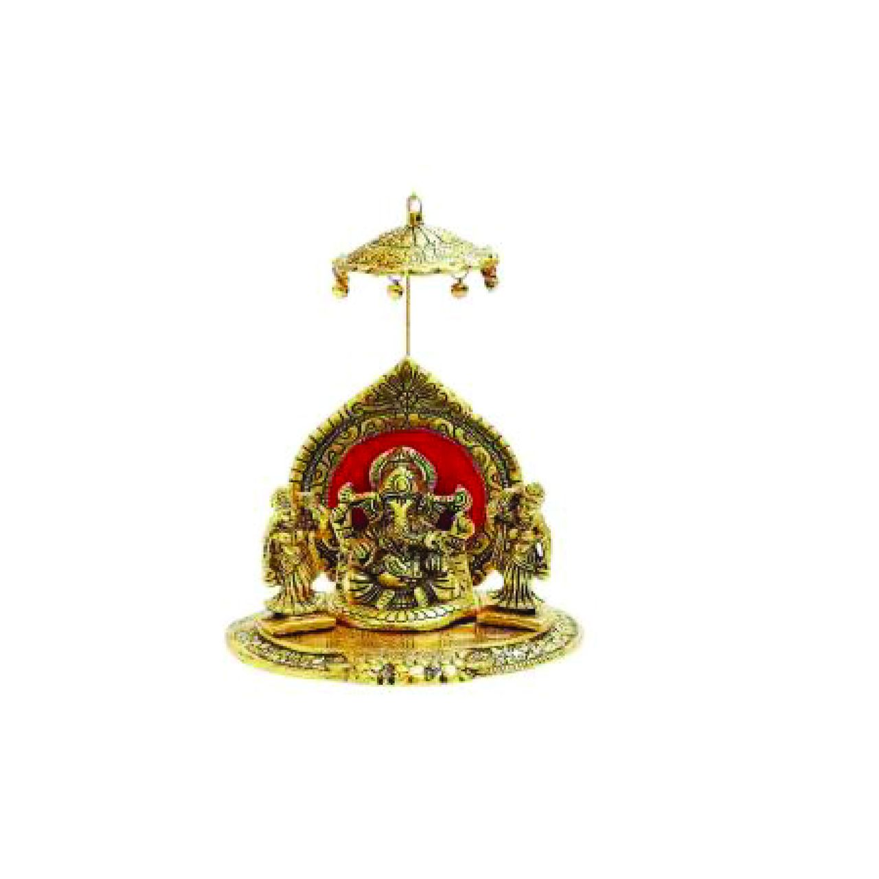 Devnidhii Ganesh Ji Idol with Riddhi Siddhi in Gold Polish