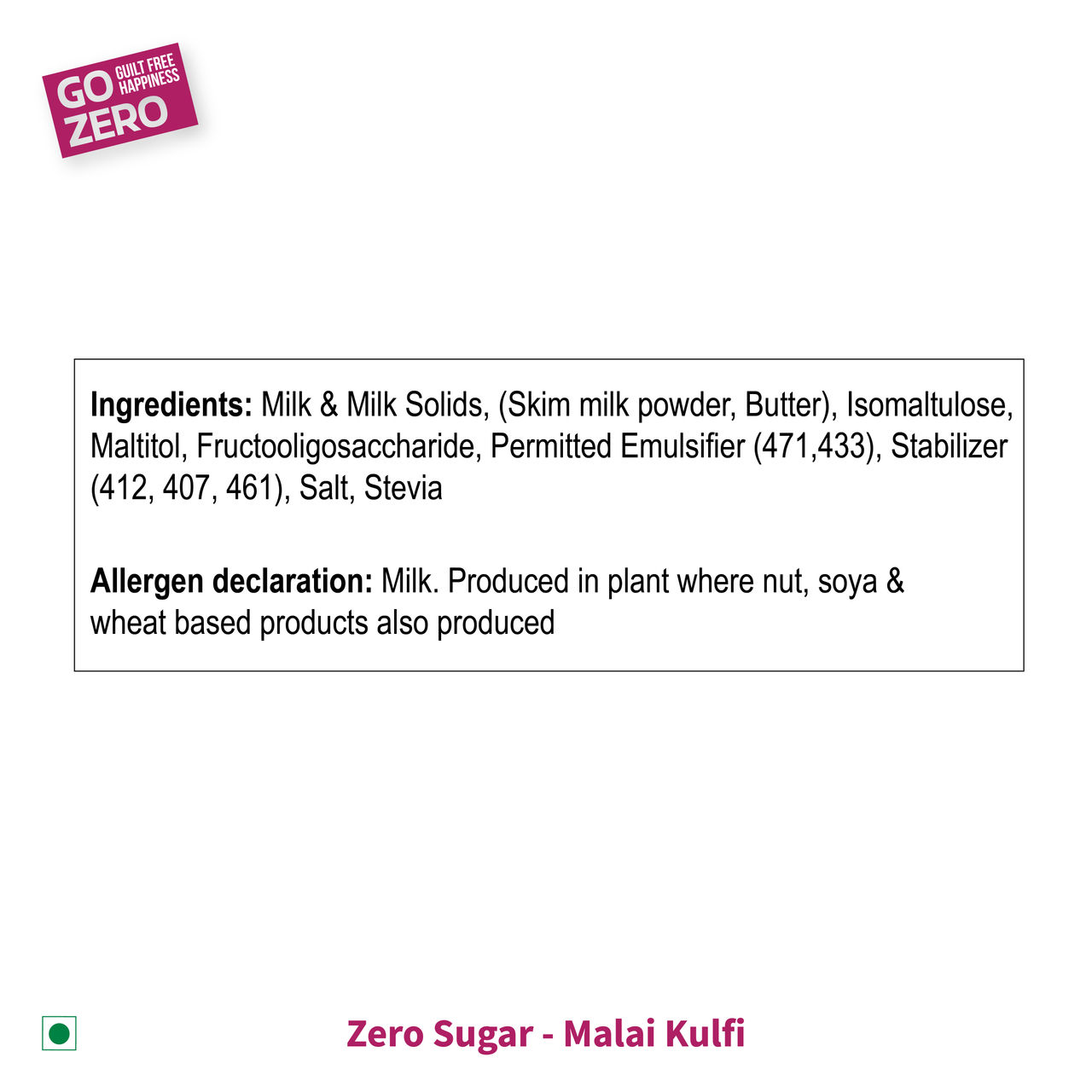 Go Zero Malai Kulfi Low Calorie Guilt Free Ice Cream Cup