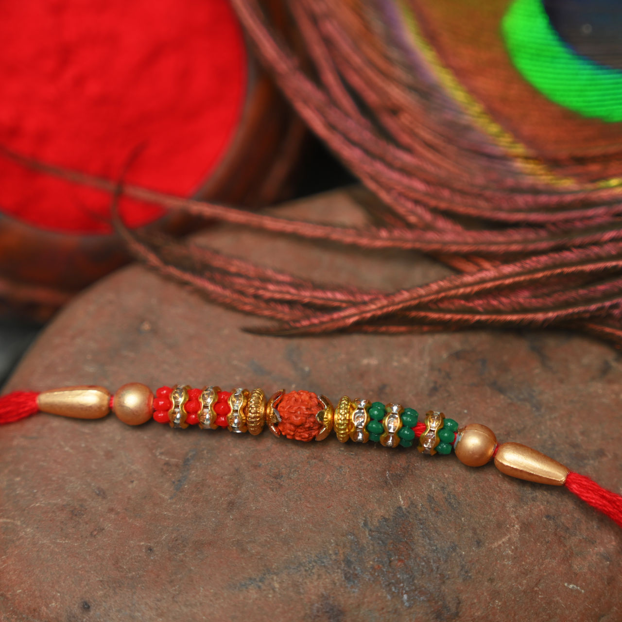 Aurum Rudhraksh Rakhi - Festive Colors