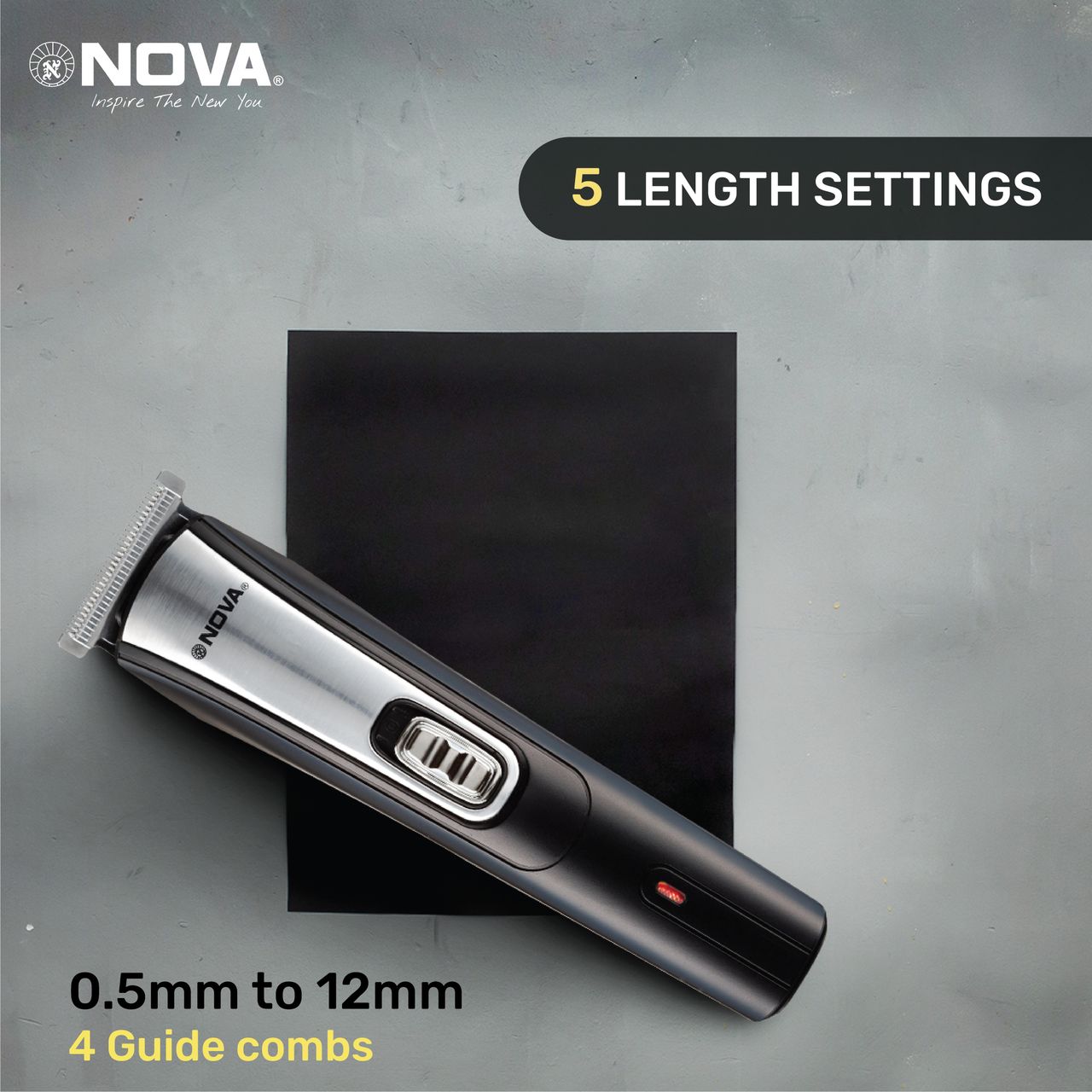Nova Nht 1041 Usb Trimmer | 60 min Runtime | 5 Length Settings - Black and Silver