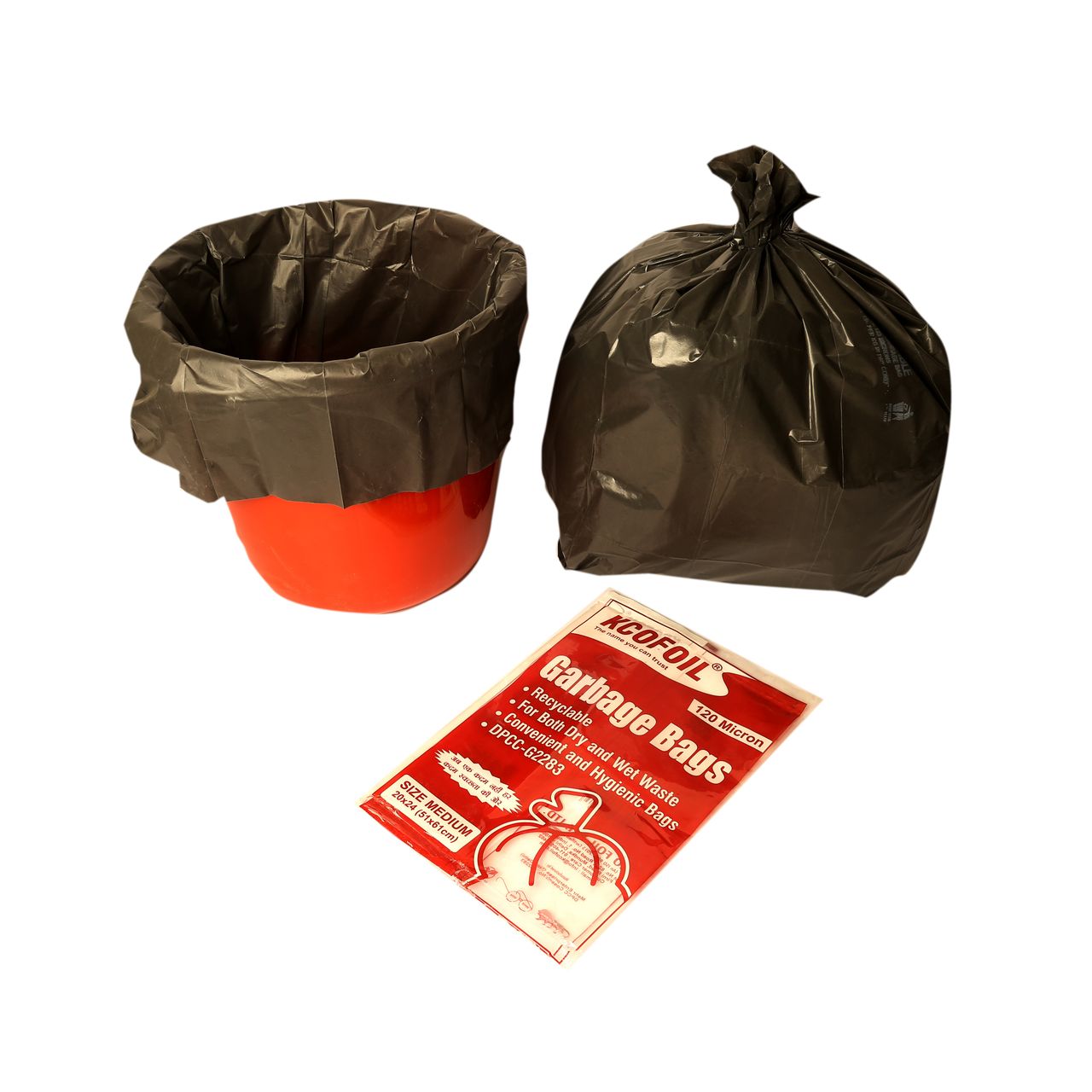 Kcofoil Medium Garbage Bag | 20 x 24 | 12 Bags - 120 Micron