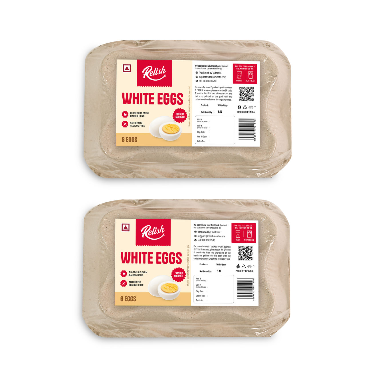 Relish White Eggs ( Pack of 6) 6 pc X 2 Combo