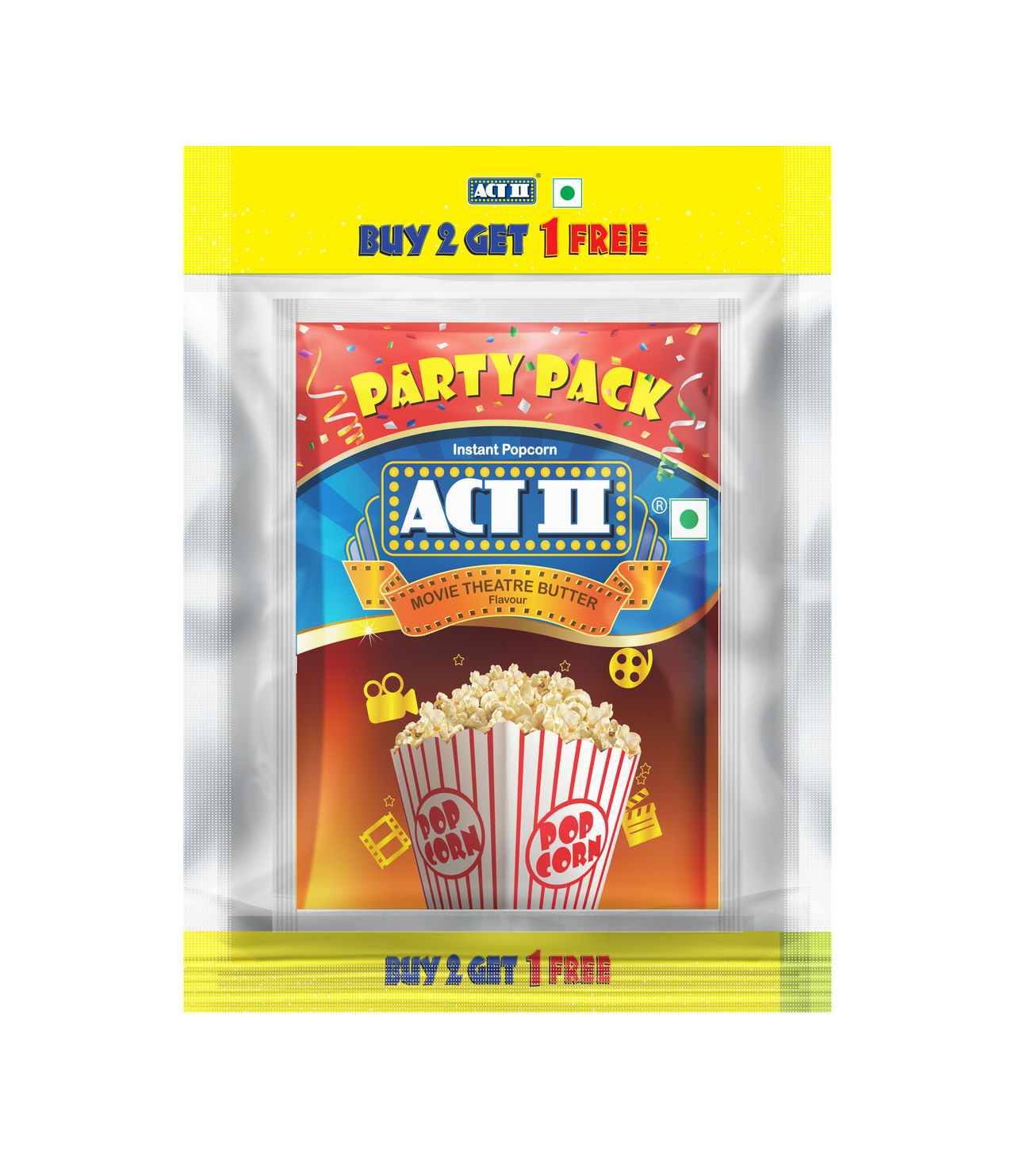 ACT II Movie Theatre Butter Popcorn | Buy 2 Get 1 Party Pack 450 g Combo