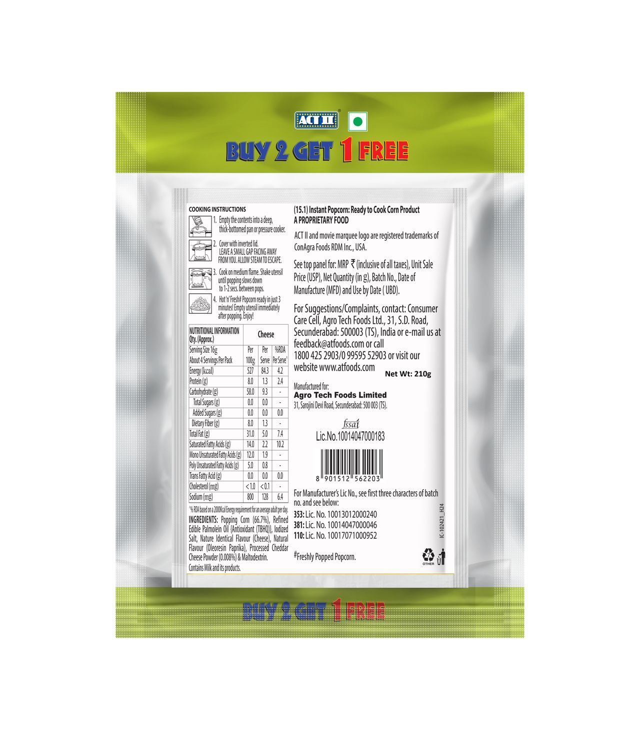 ACT II Instant Popcorn - Cheese, Buy 2 Get 1 free offer, Hot & Fresh in 3 mins