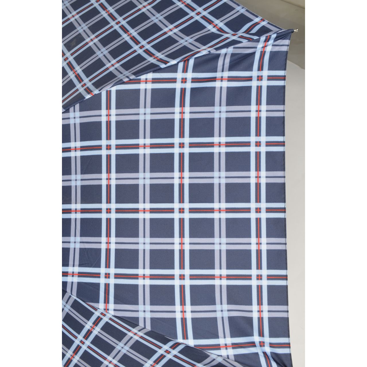 Eume Armor Auto Open 24.5 Inch 2 Fold Unisex Navy Blue And Silver Color Checkered Umbrella