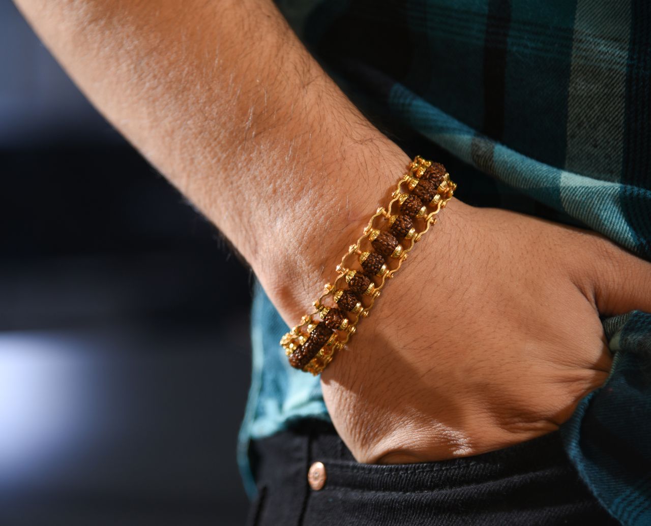 Astrotalk Gold Plated Beaded Rudraksha