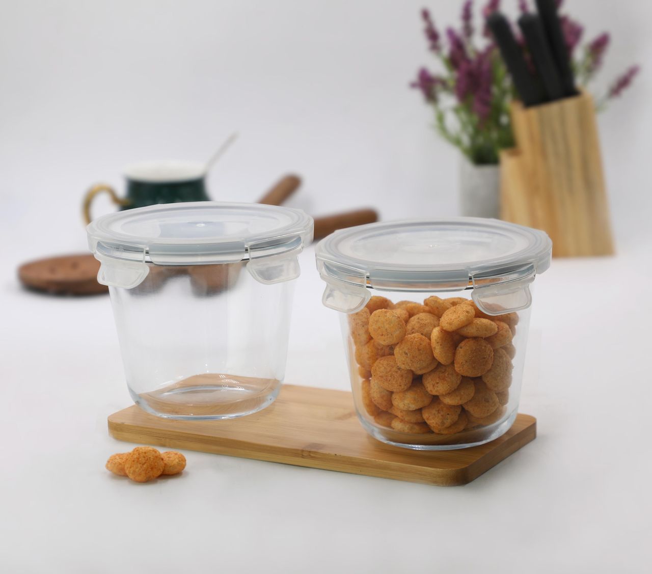 Sanjeev Kapoor Parka Borosilicate Round Container 750 Ml - Set Of 2 Pcs