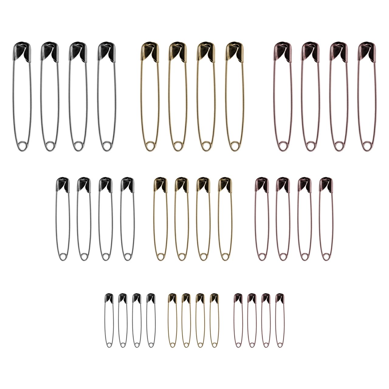 Midazzle Safety Pin- Trio Color & Size (Pack Of 36)