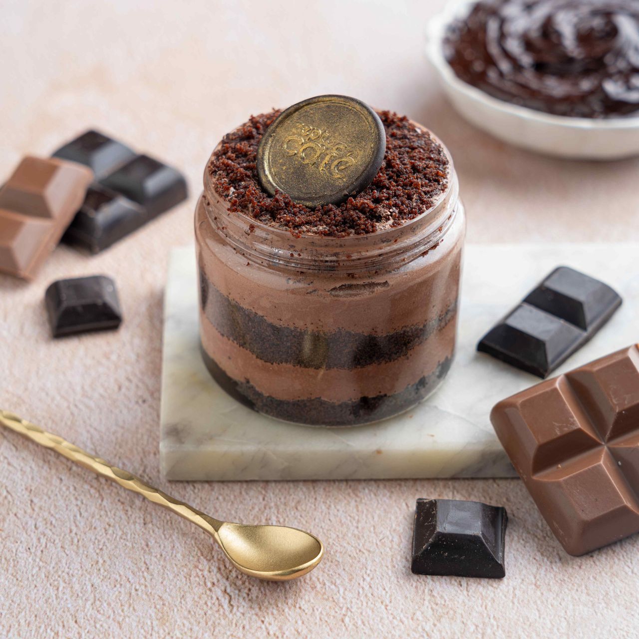 Layered Double Chocolate Cake Jar