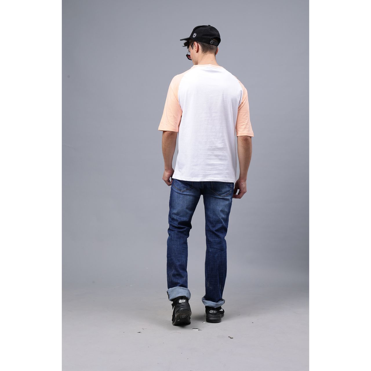 Mad Over Print Men's Colorblock T-shirt | Peach & White - L