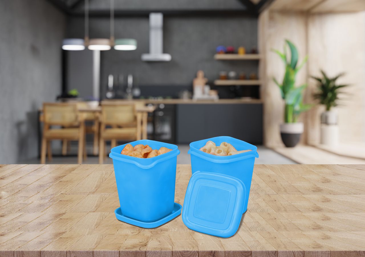 Princeware Pilot Kitchen Storage Container Set of 2 Pcs | 850 ml Each- Blue